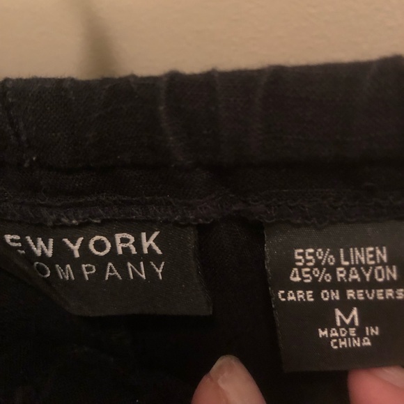 Black linen mix crop pants - Picture 2 of 3